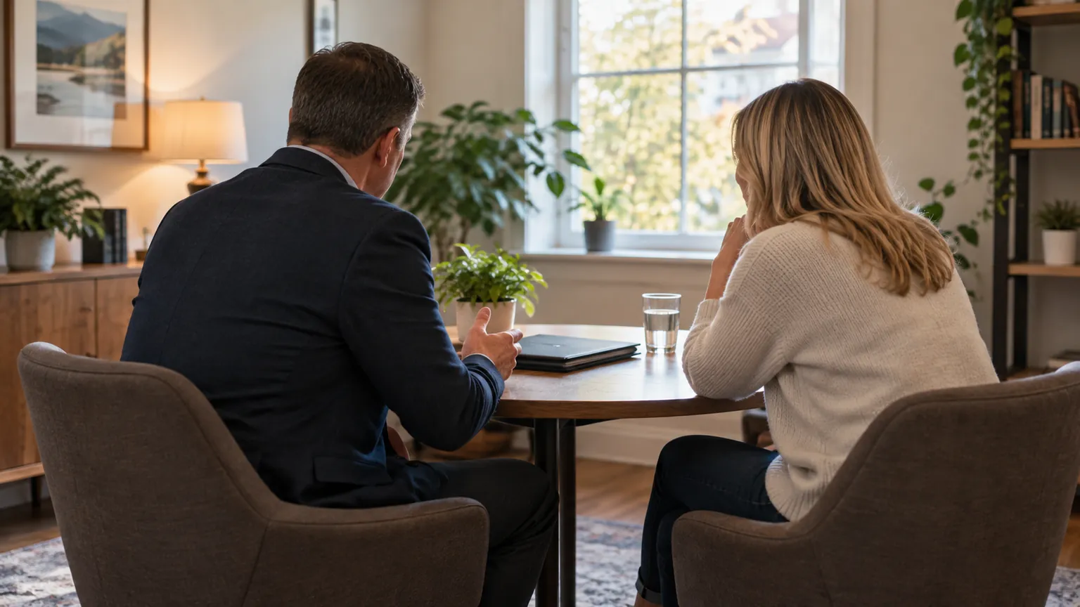 A confidential personal consultation in a private professional setting